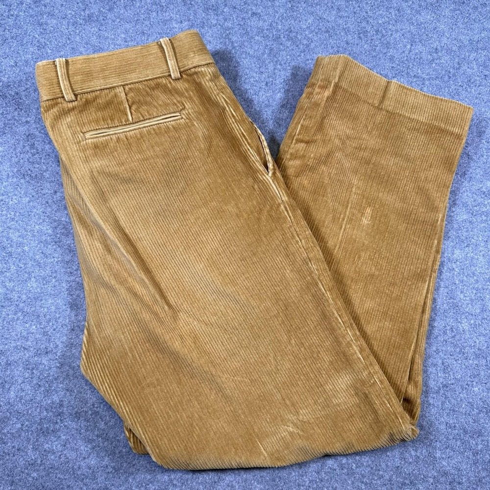 J. McLaughlin Corduroy Pants Mens 36 Camel Brown Flat Front Straight Leg Casual